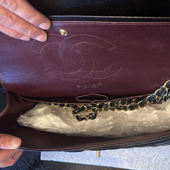 Pre-owned Chanel Jumbo Classic Double Flap Bag Black Caviar Gold Hardware - Picture 3 of 8